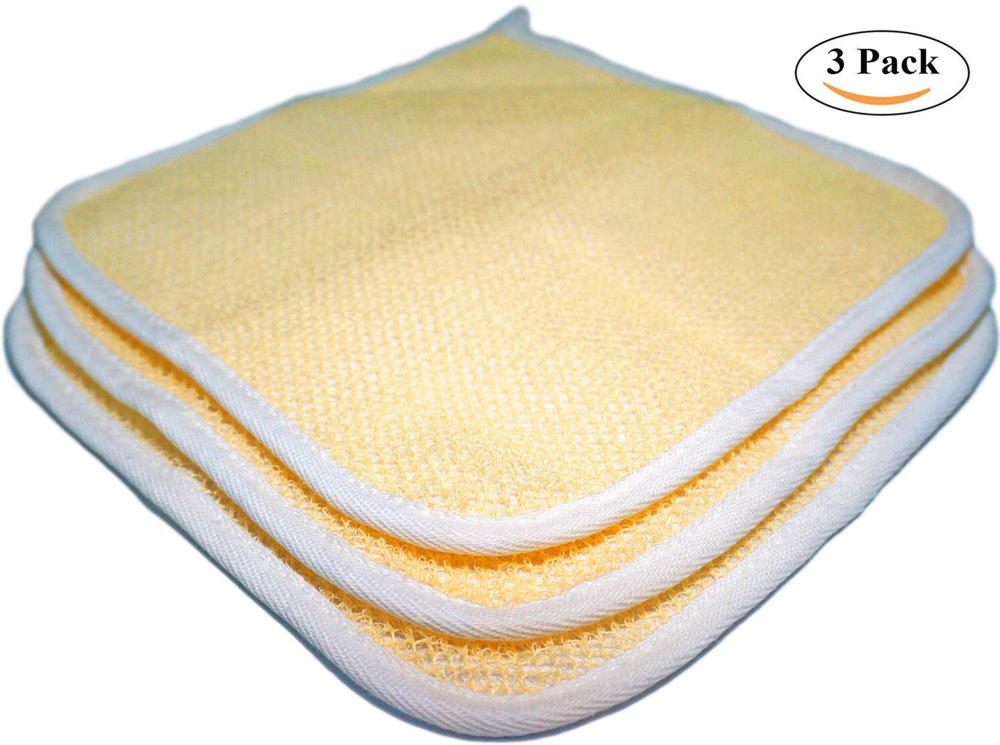3 pcs/Set Dual-Sided with Soft Weave Exfoliating Scrub and Soft Terry Cloth Towel Home Spa Exfoliating Face and Body - Shower Scrubber - Remove Dead