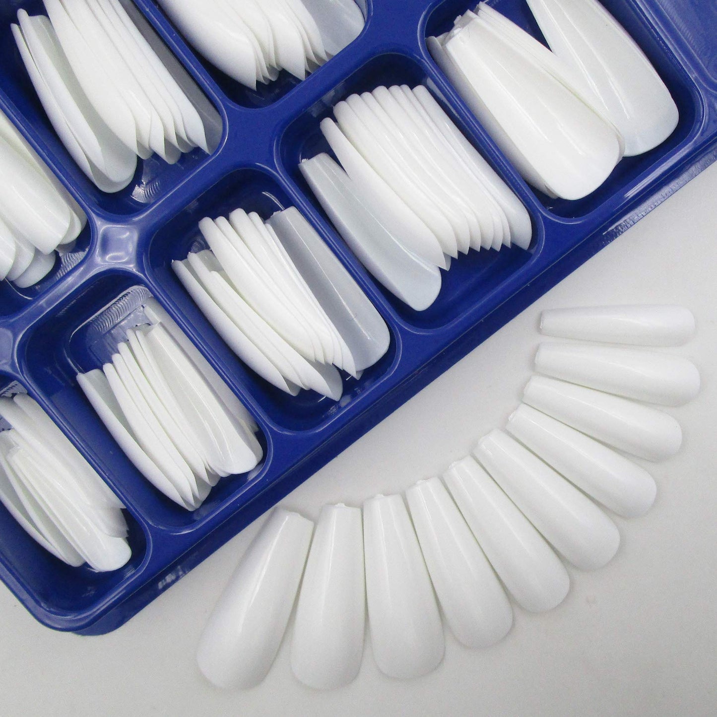 100pc White Press on Nails Medium Coffin Fake Nails, Medium Press-on Nail Coffin Acrylic Nails Press ons Nail White False Nail Glossy Ballerina