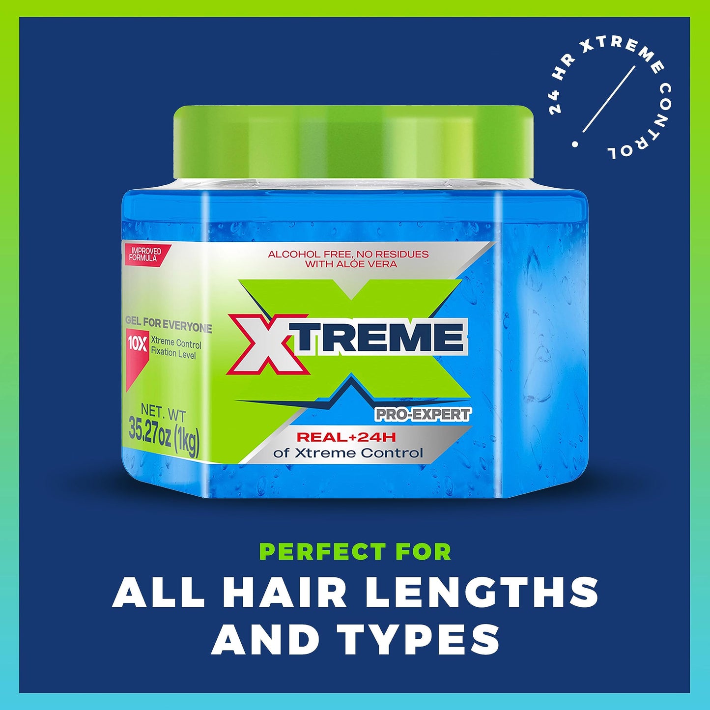 Xtreme Pro-Expert Blue Styling Hair Gel, 35.27 Oz, Pack of 2