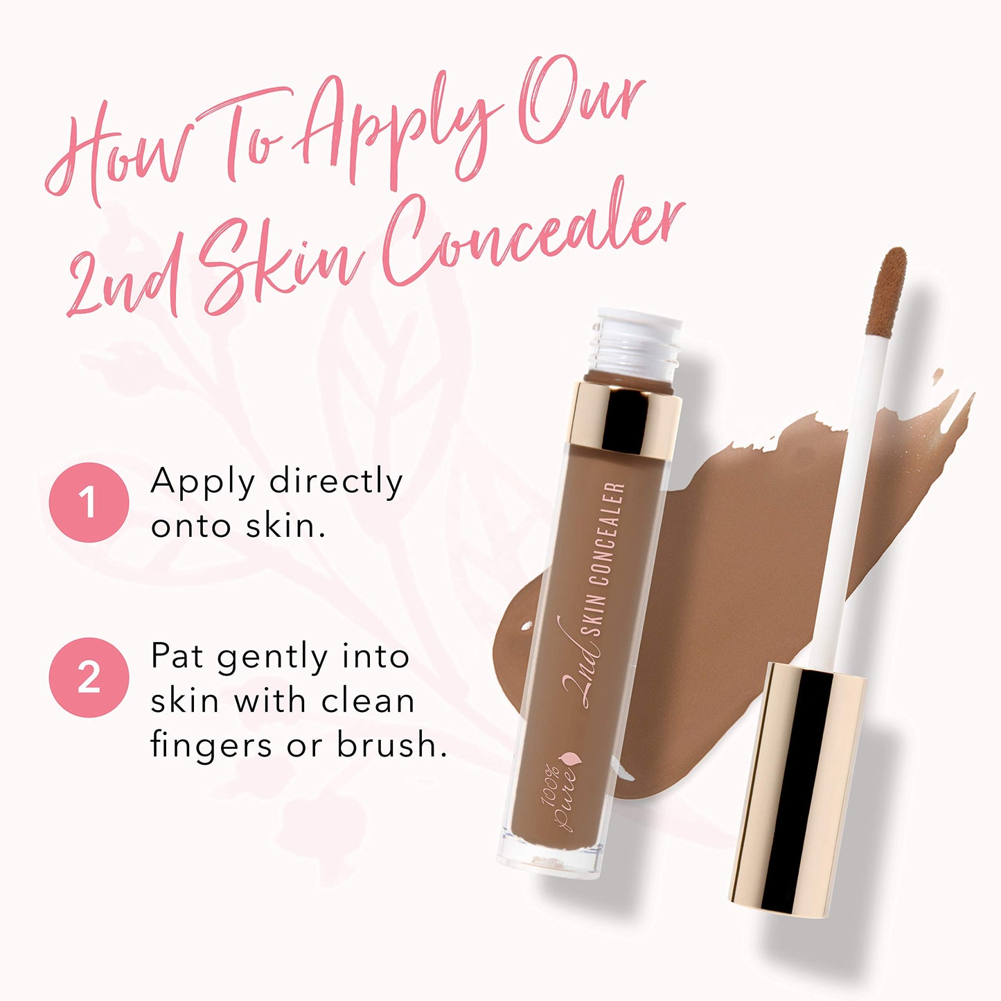 100% PURE 2nd Skin Concealer (Fruit Pigmented), Shade 7, Full Coverage, Lightweight, Liquid Concealer for Face, Under Eyes, Vegan Makeup (For Deep