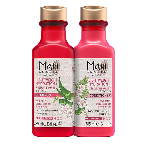 Maui Moisture Lightweight Hydration + Hibiscus Water Shampoo + Conditioner, Nourishing Aloe Vera Softens & Quenches Hair, Vegan & Silicone-Free, 13 Fl