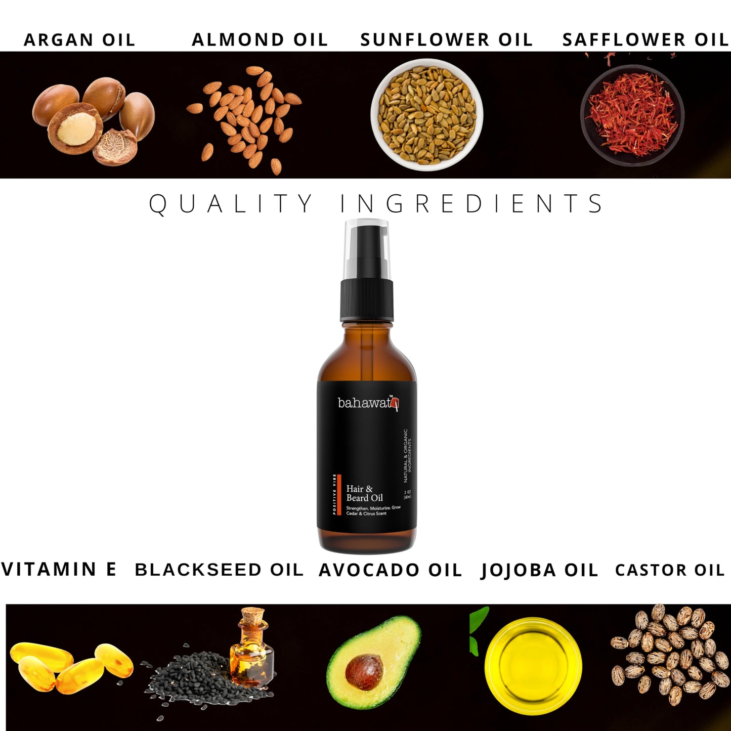 BAHAWAT: Premium Beard Oil Conditioner & Softener - Your Majesty- 2 ounce - Beard Itch and Dry Skin Relief - Handcrafted from Natural Ingredients