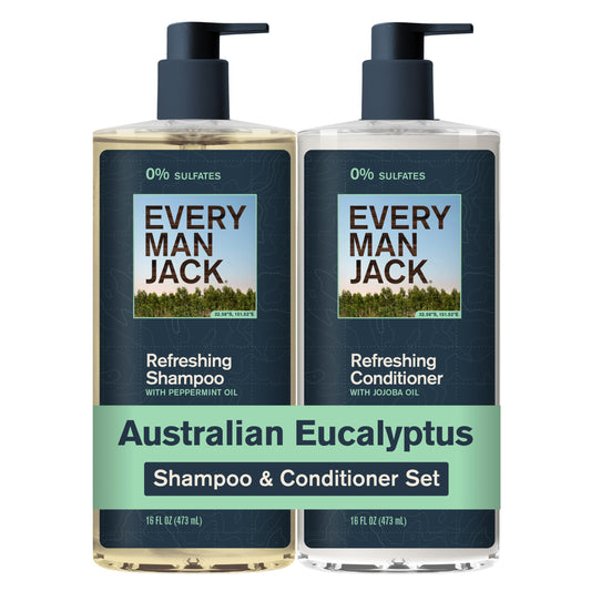 Every Man Jack Men's Shampoo and Conditioner Set - Australian Eucalyptus - Sulfate Free - Made w/Plant Powered Refreshing Ingredients like Peppermint Beauty & Personal Care Every Man Jack