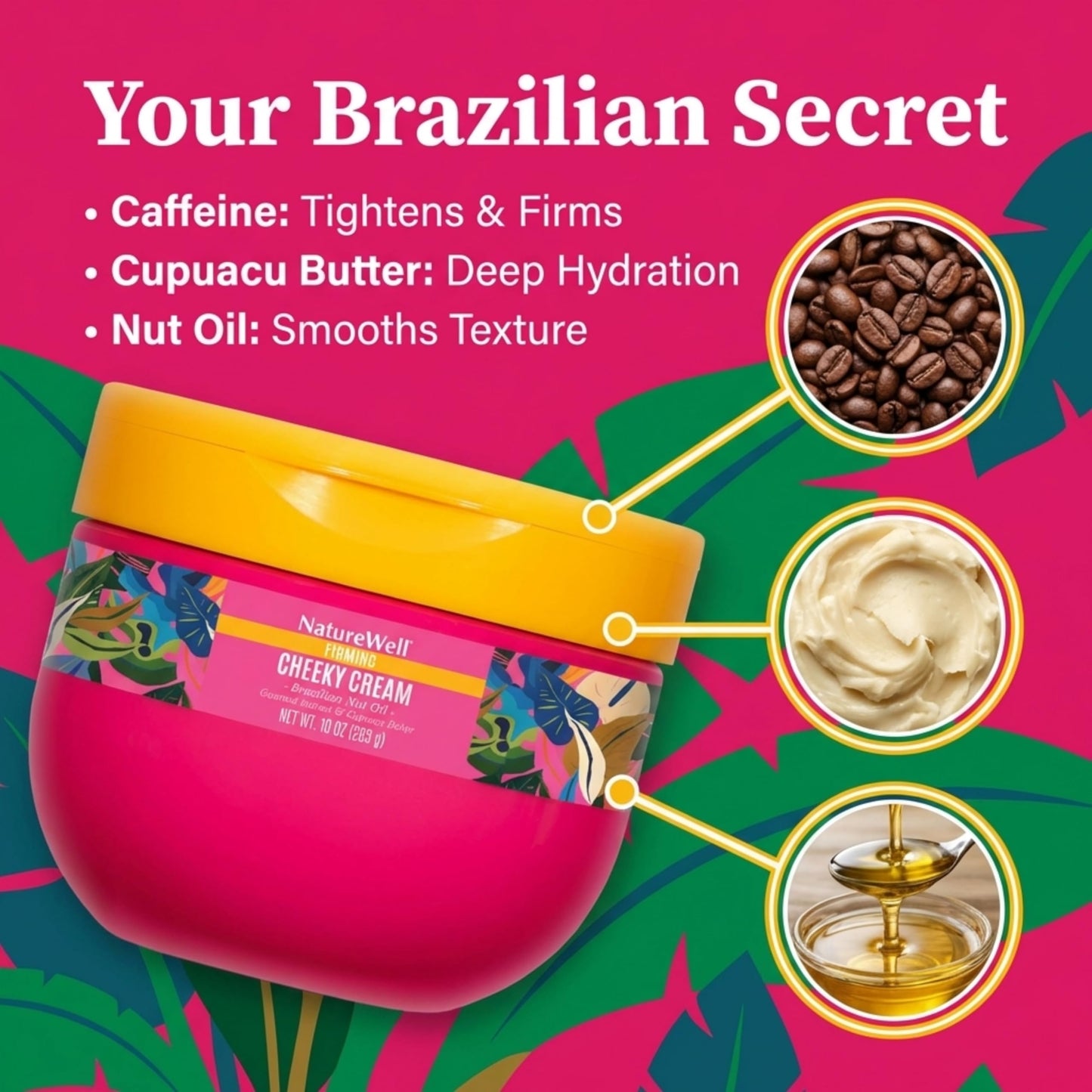 NATURE WELL Ultra-Rich Firming & Tightening Cheeky Body Cream, Promotes Deep Hydration, Fast Absorbing, Scents of Pistachio Cream, Almond Blossom
