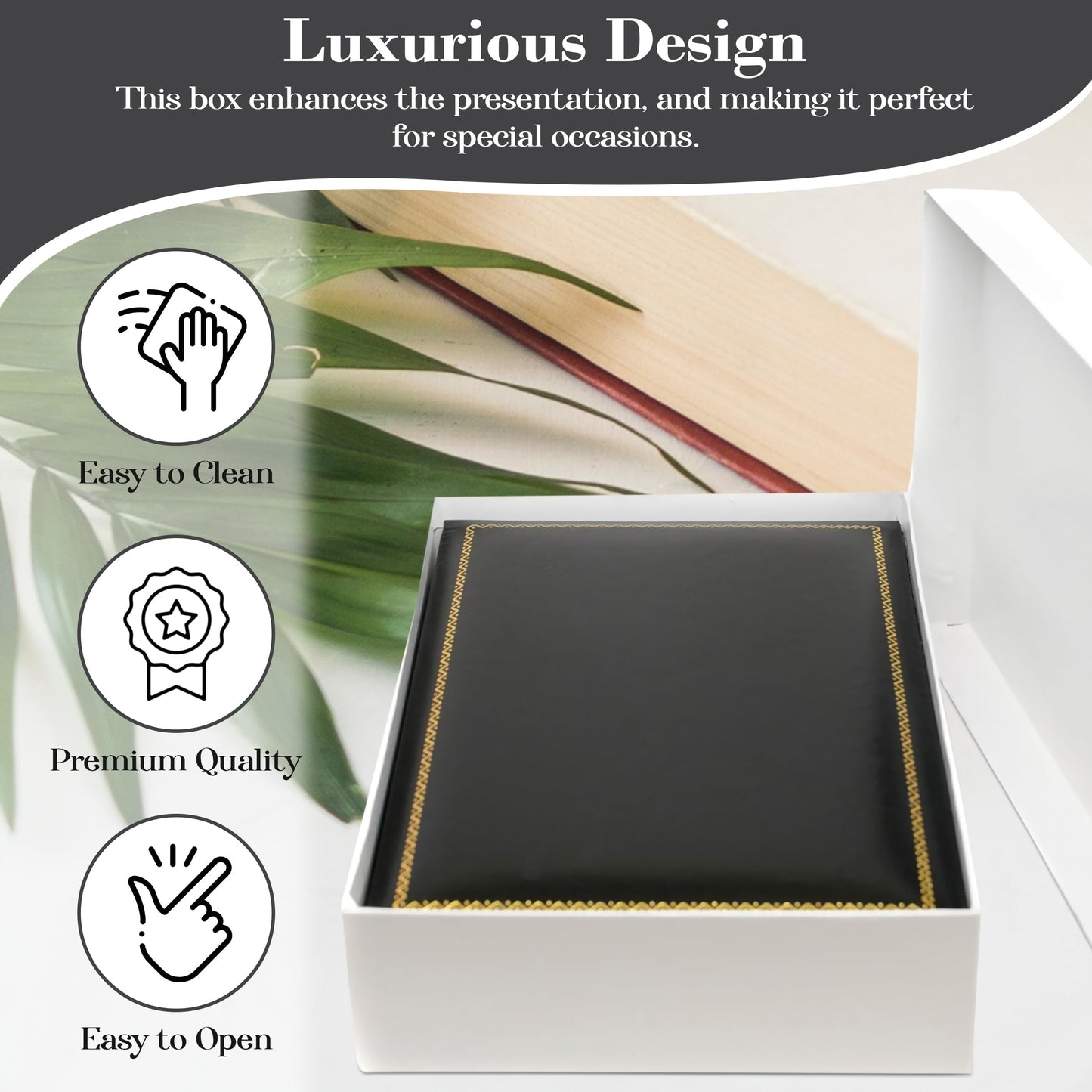 Novel Box Black Jewelry Box for Necklace 4.4x6.25x1.4 Inch - Faux Leatherette Jewelry Display Gift Boxes - Soft Velvet Interior Necklace/Pendant…