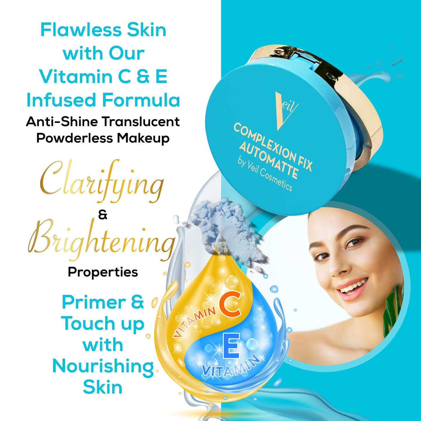 Veil Complexion Fix AutoMatte Mattifying Balm - Anti-Shine Translucent Powderless Makeup - Prime, Set, Mattify, Touch-Up & Remove Oil