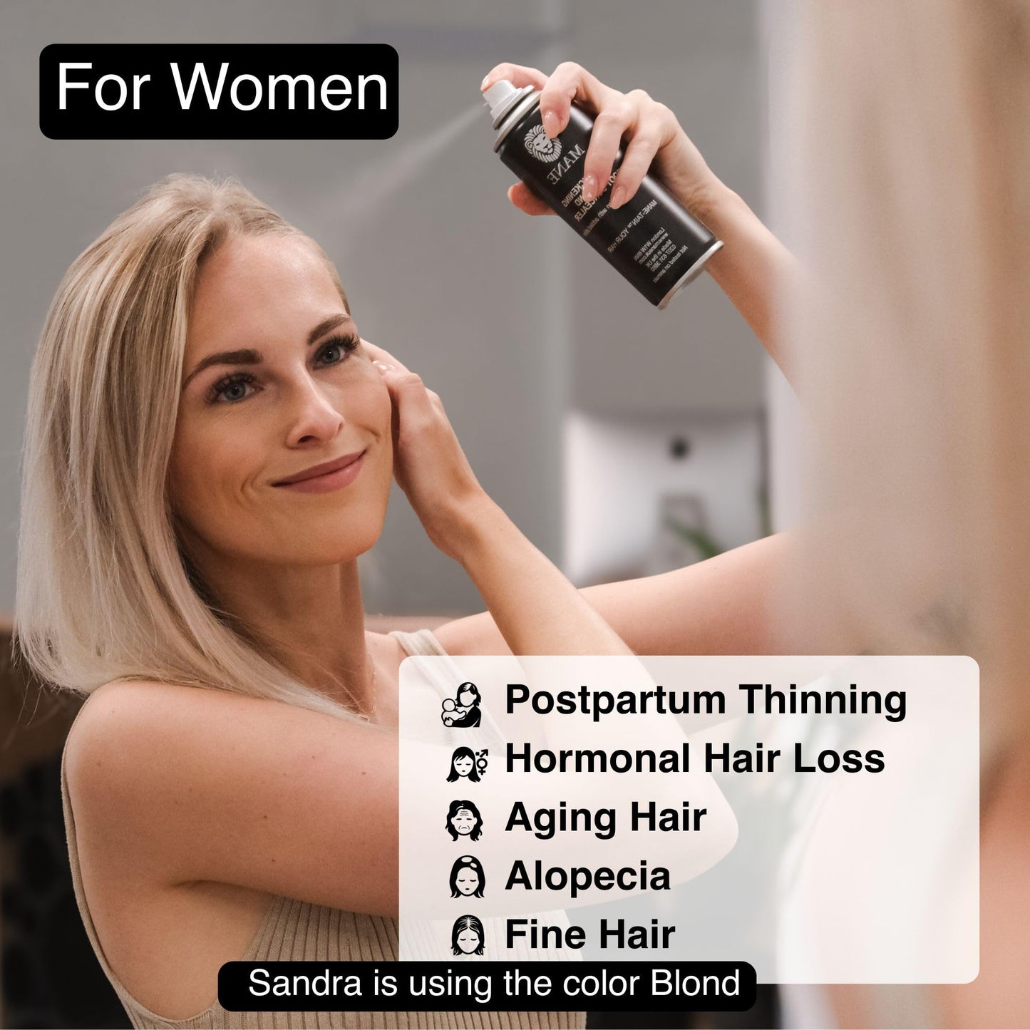 Mane Micro-Mineral Hair Thickening Spray & Root Touch Up Spray, Instant Volume & Root Cover Up for Thinning or Fine Hair, Buildable Coverage for Men