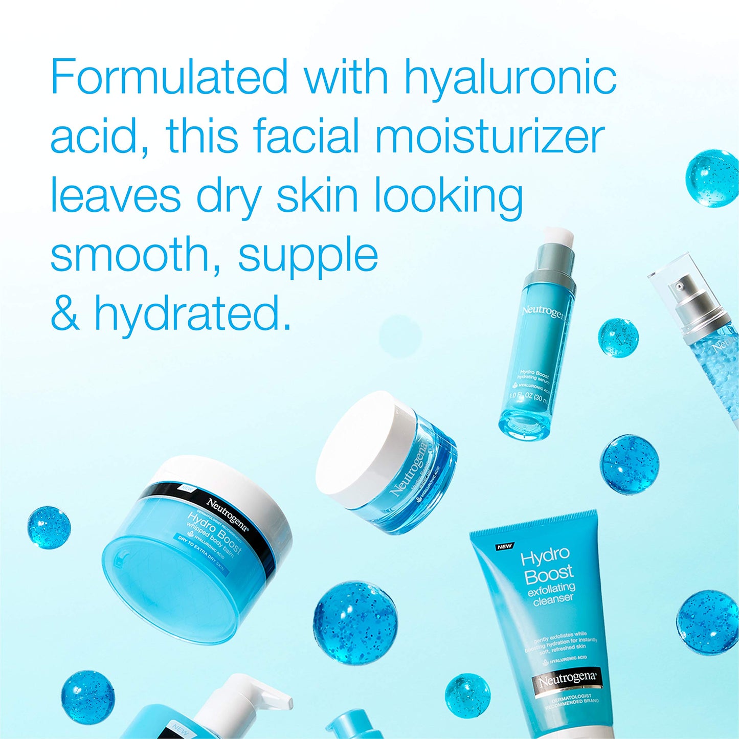 Neutrogena Hydro Boost Water Gel Fragrance-Free Facial Moisturizer, 1.7 fl. oz, Hydro Boost Hydrating Facial Cleansing Gel with Hyaluronic Acid, 2 oz