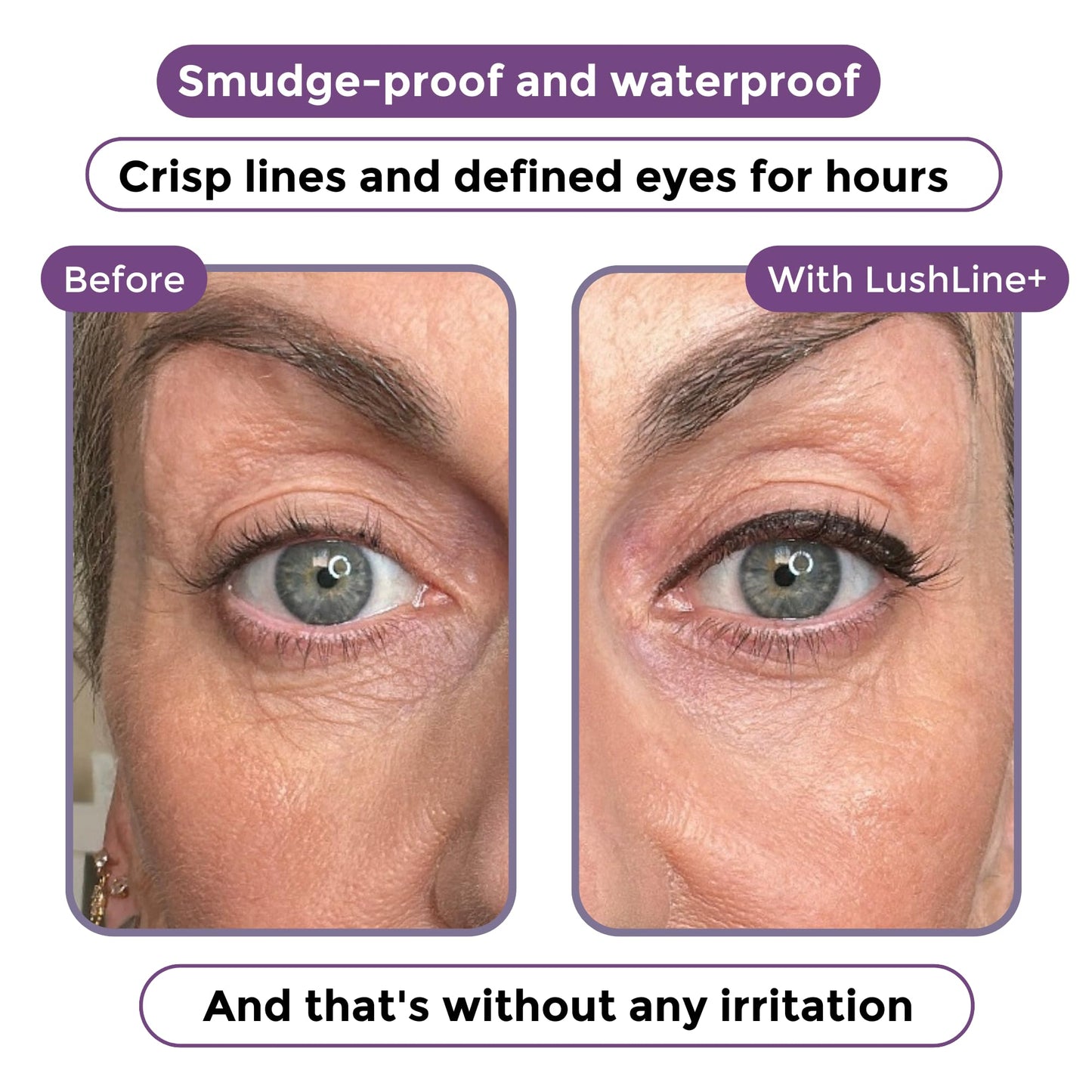 Rumi Cosmetiques LushLine+ Waterproof Eyeliner Pencil For Older Women - Smudge Proof, Long-Lasting, Non Toxic, Soft Glide - Safe For Sensitive Eyes…