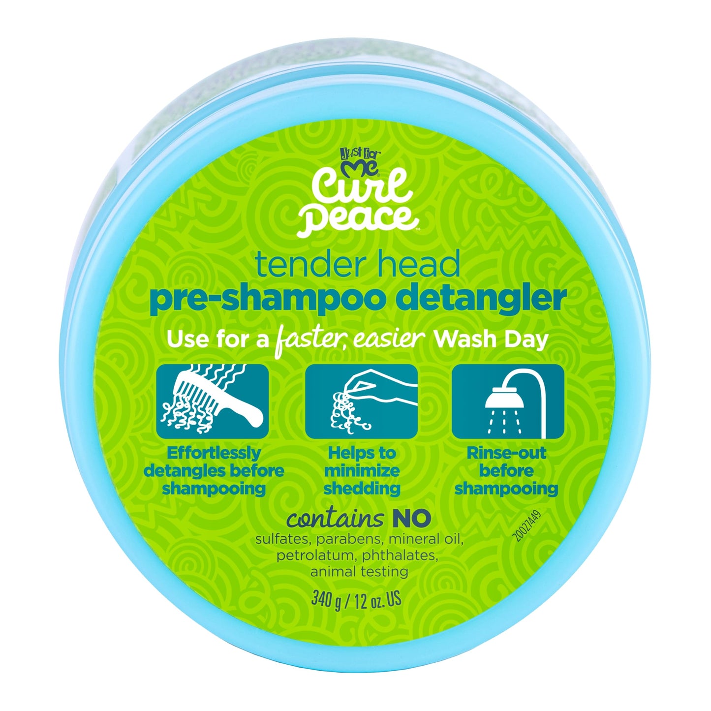Just For Me Curl Peace Tender Head Detangling Treatment - Rinses Away Knots, Pre-Wash, Post-Styling, Contains No Parabens, Sulfates, Mineral Oil