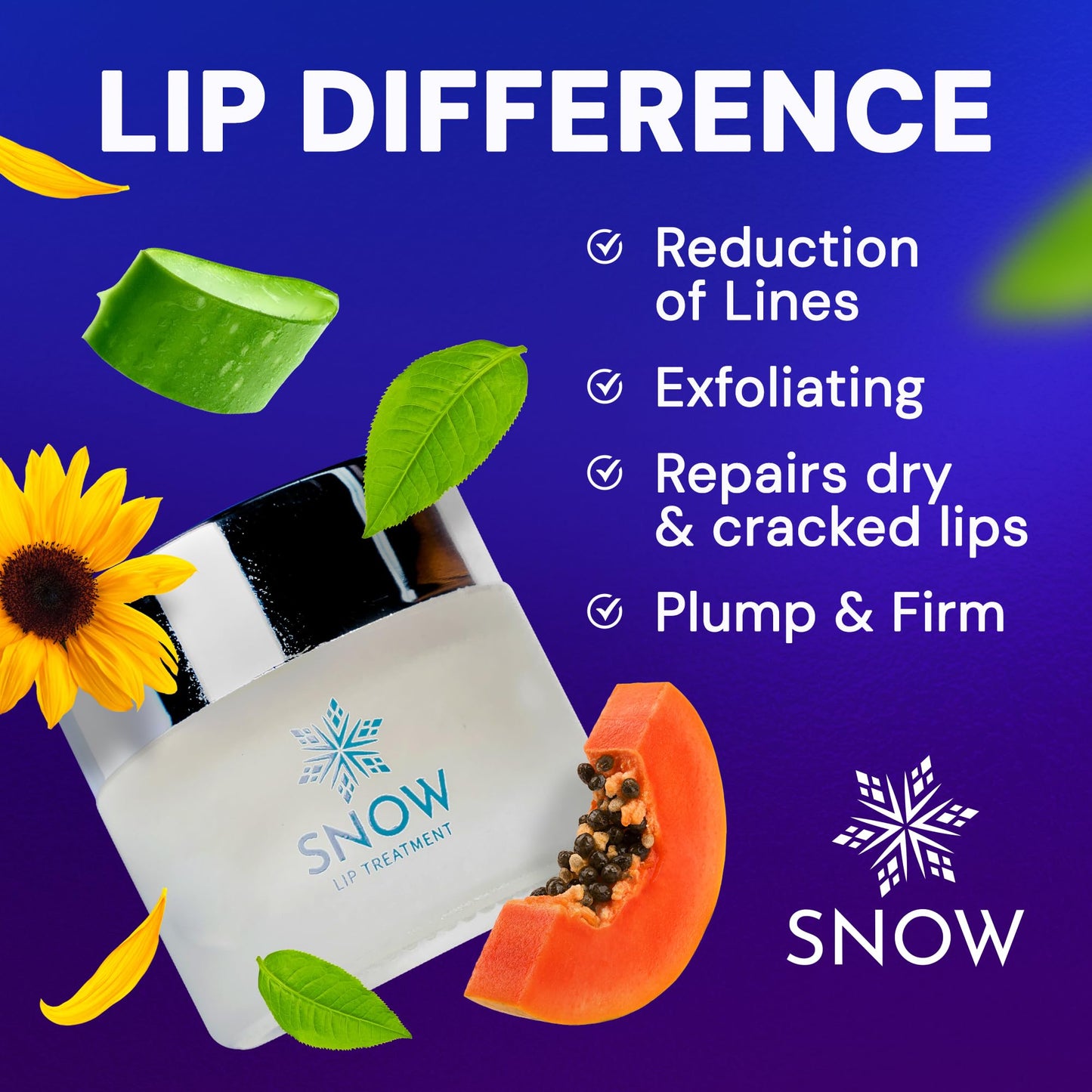 SNOW Overnight Lip Treatment - Moisturizing Lip Balm with Shea Butter & Vitamin E - Lip Treatment for Dry, Cracked Lips - Sulfate-Free Lip Treatment