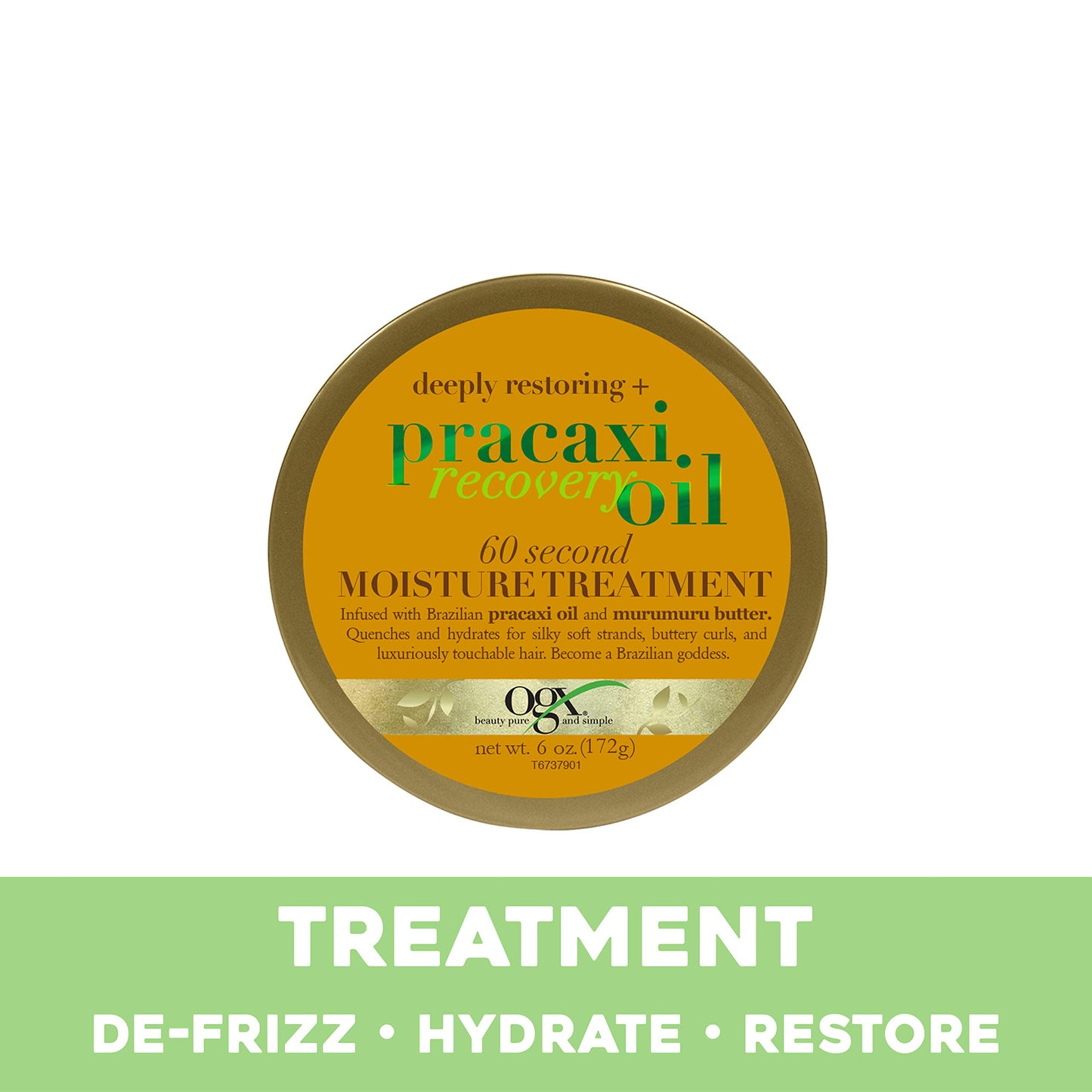 OGX Deeply Restoring + Pracaxi Recovery Oil AntiFrizz Deep Conditioning InShower Moisture Treatment with Murumuru Butter SulfateFree Surfactants Hair
