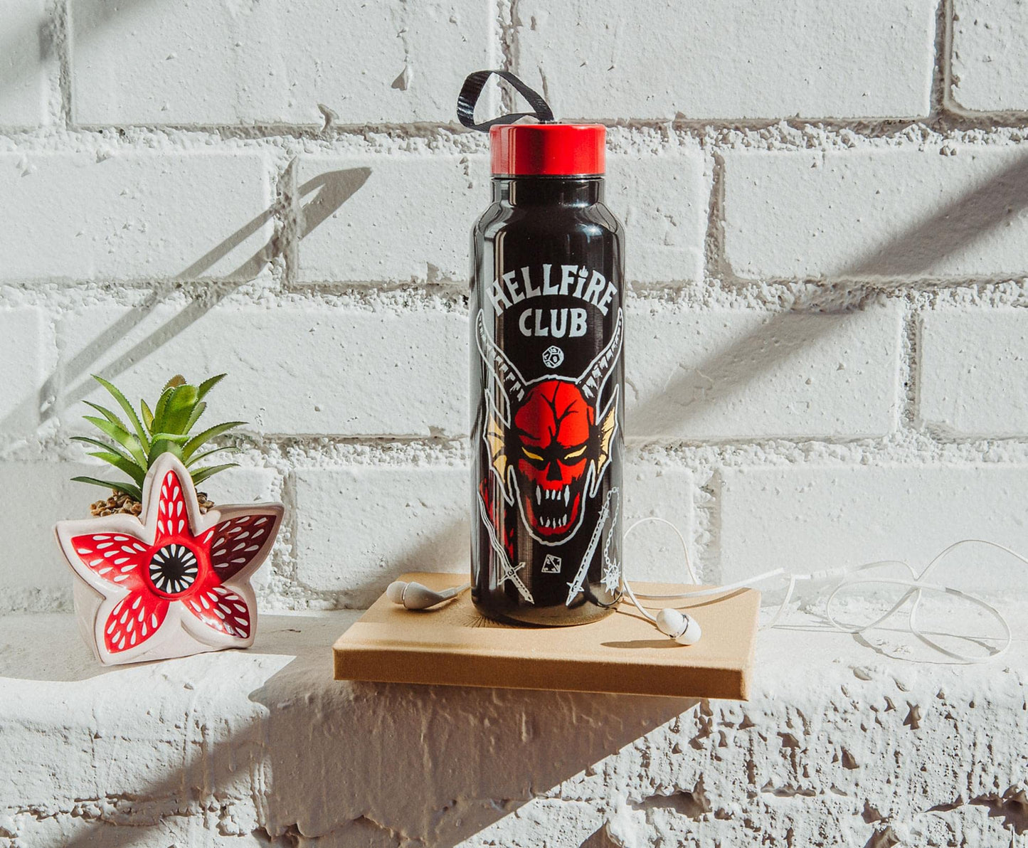 Toynk Stranger Things Hellfire Club Stainless Steel Water Bottle With Strap | Double-Walled Metal Sports Jug | Holds 27 Ounces