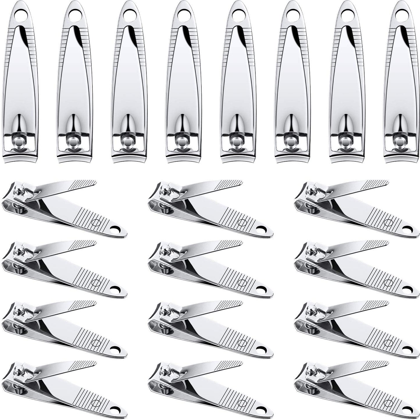 20 Pieces Stainless Steel Nail Clippers Set Fingernail and Toenail Clipper Portable Sturdy Nail Clippers for Men and Women