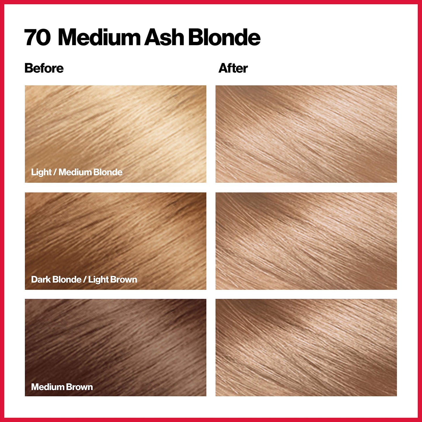 Revlon Permanent Hair Color, Permanent Hair Dye, Colorsilk with 100% Gray Coverage, Ammonia-Free, Keratin and Amino Acids, 70 Medium Ash Blonde, 4.4