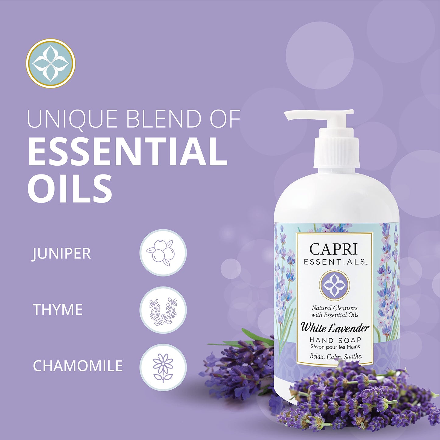 CAPRI ESSENTIALS Hand Soap Liquid, Natural Household Cleaning Supplies, Gentle Plant Based Aromatic Hand Wash with a Blend of Essential Oils, Removes