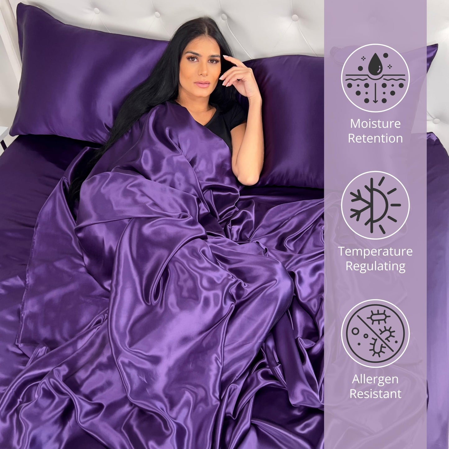 Mulberry Park Silks - 22 Momme 100% Mulberry Silk Sheets - Queen Size Bed Set - 16" Pocket - Luxurious Bed Sheets & Pillowcases, Skin-Friendly &