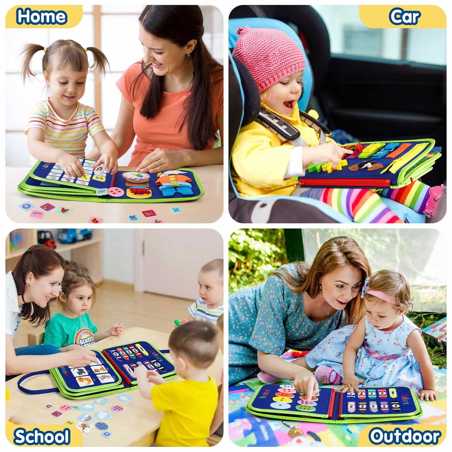 Winblo Toddler Busy Board – Montessori Sensory Toy, Educational Learning Busy Book for Toddlers, Travel Activity Toy for Boys, Birthday Gift