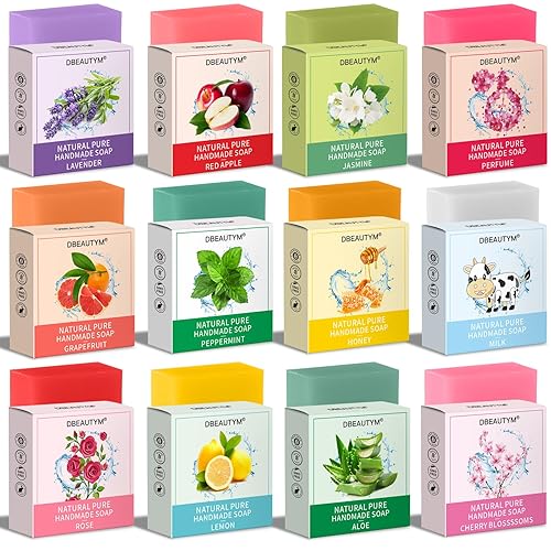 12 Pack Bar Soap Gifts,Mother Day Gift Bulk,Stocking Stuffers for Teen Girls,Bridesmaid Gifts,Teacher Appreciation Gifts Nurse Gifts, Natural Plant