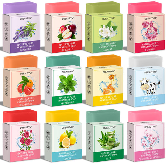 12 Pack Bar Soap Gifts,Mother Day Gift Bulk,Stocking Stuffers for Teen Girls,Bridesmaid Gifts,Teacher Appreciation Gifts Nurse Gifts, Natural Plant