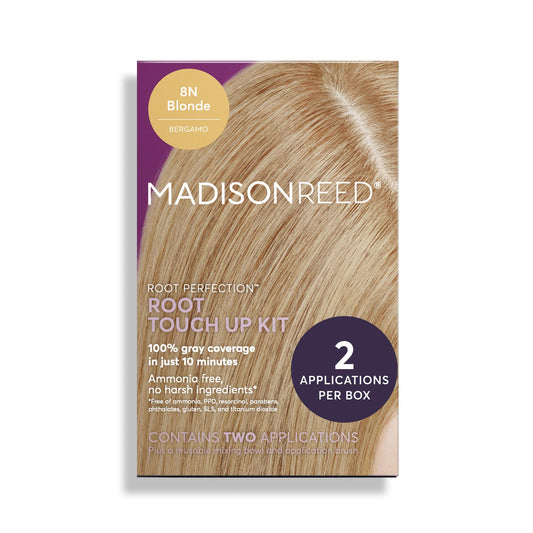 Madison Reed Root Perfection Root Touch Up Kit - 8N Bergamo Dark Blonde, 2 Permanent Applications, 100% Gray Coverage in 10 Min | PPD-Free