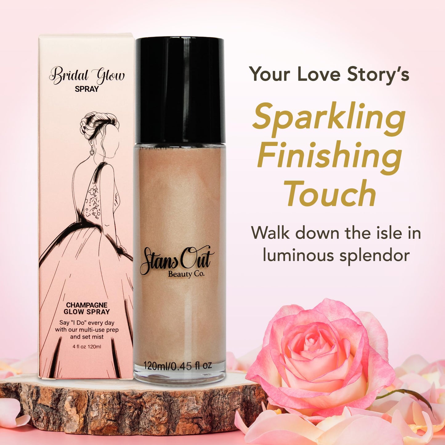 StansOut Beauty Co Bridal Glow Setting Spray | Dewy Illuminating Face Mist Fixing Spray for Makeup Finish | Long-Lasting Makeup Setting Spray for Face