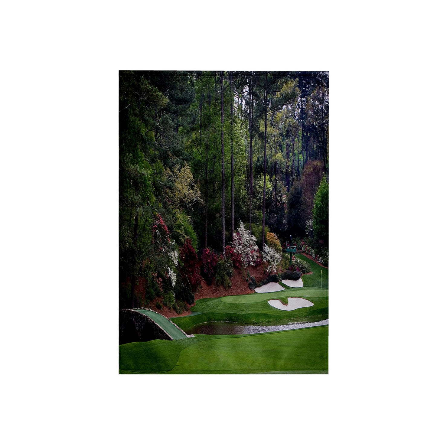 3D Rose Augusta's Amen Corner Golf Course-Golfers On Bridge Towel, 15" x 22", White
