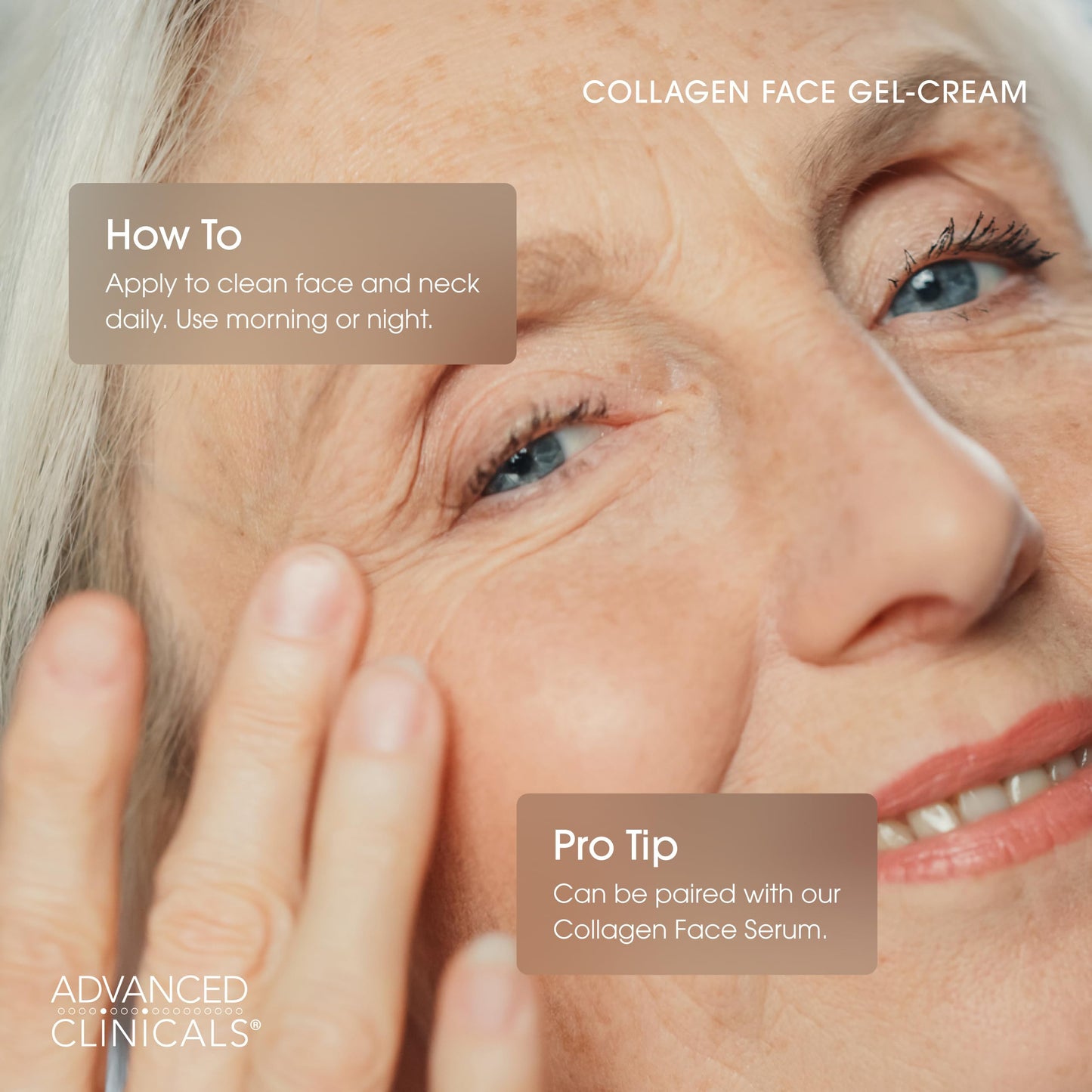 Advanced Clinicals Collagen Cream Gel-Like Facial Lotion | Collagen Peptide + Hyaluronic Acid Moisturizer For Face Helps Hydrate Dry Skin & Improve