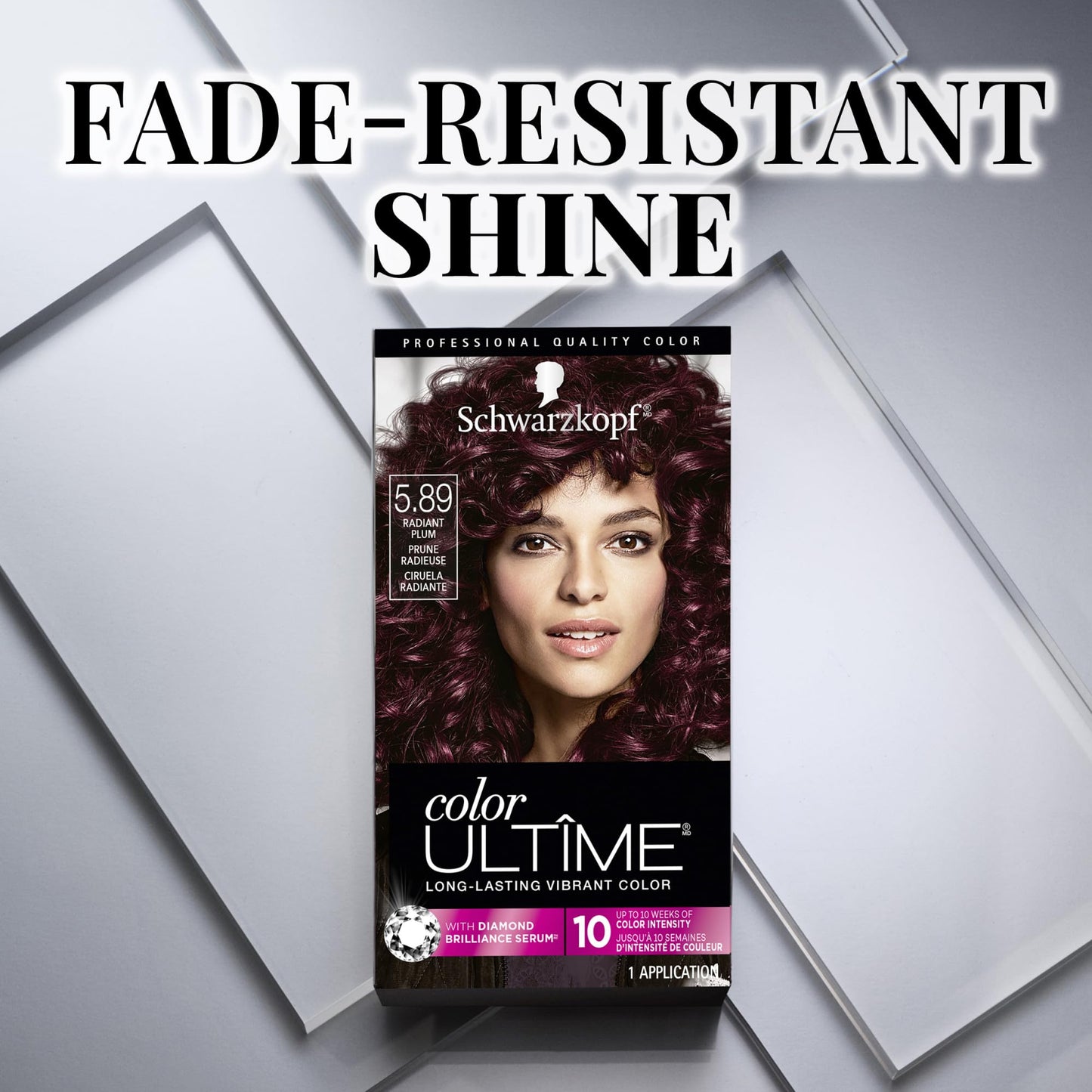 Schwarzkopf Color Ultime 5.89 Radiant Plum Hair Dye, Permanent Intense Plum with Diamond Brilliance, Fade-Resistant, Covers Grays, All Hair Textures