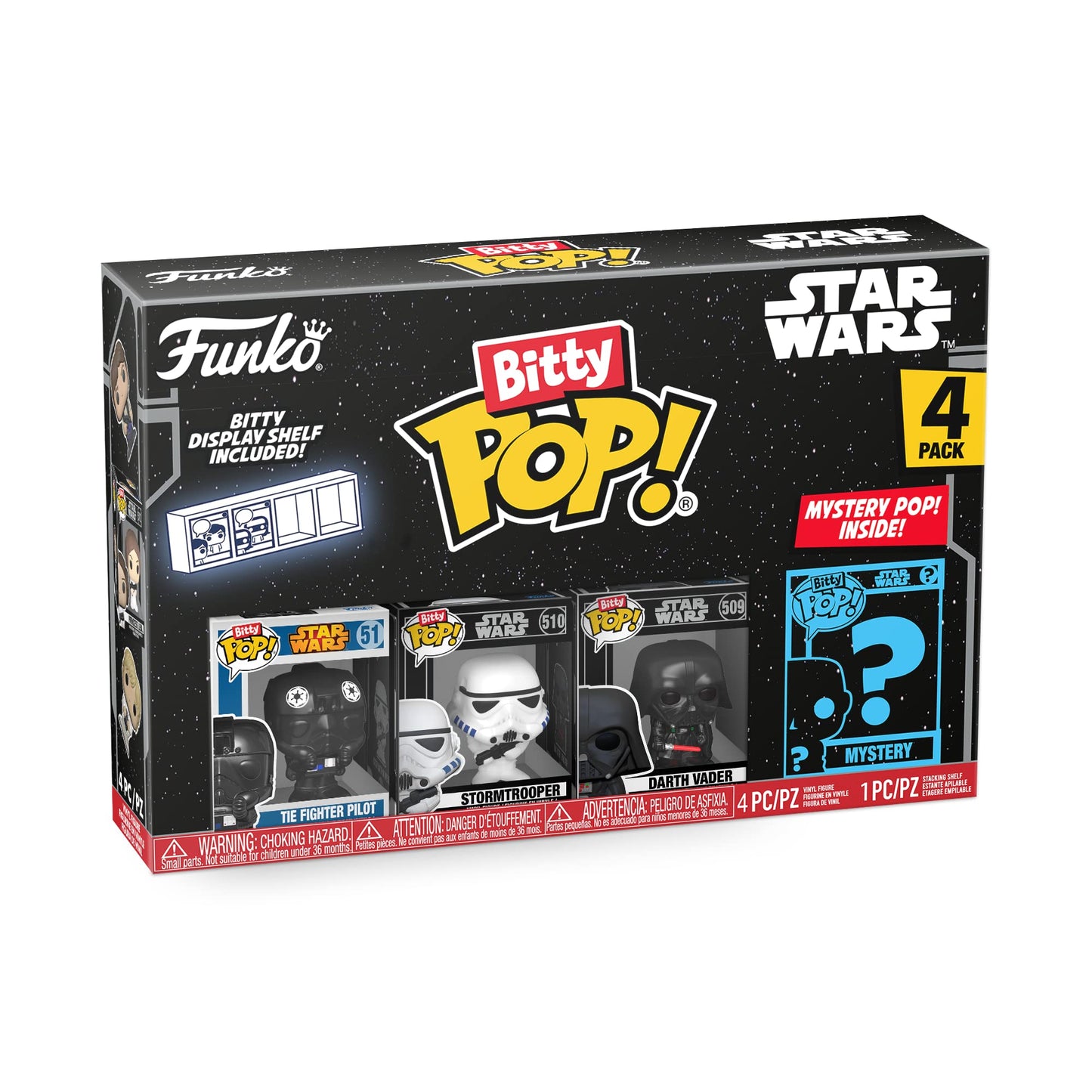 Funko Bitty POP! Star Wars - Darth Vader, 4-Pack - Darth Vader, TIE Fighter Pilot, Stormtrooper and A Surprise Mystery Mini Figure - 0.9 Inch (2.2…