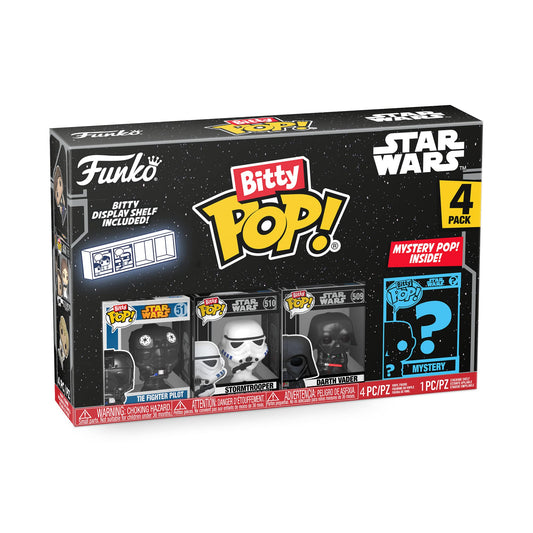 Funko Bitty POP! Star Wars - Darth Vader, 4-Pack - Darth Vader, TIE Fighter Pilot, Stormtrooper and A Surprise Mystery Mini Figure - 0.9 Inch (2.2…
