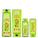 Garnier Fructis Sleek & Shine Full + Travel Size Shampoo (12.5 & 3 Fl Oz) + Conditioner (12 & 3 Fl Oz) Set for Frizzy, Dry Hair, Plant Keratin + Argan