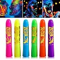 6 Pcs Glow in the Dark Face Body Paint,Blacklight Neon Face & Body Paints,Easily Cleanable Paint Set Neon Makeup Glow in the Dark Party Supplies A