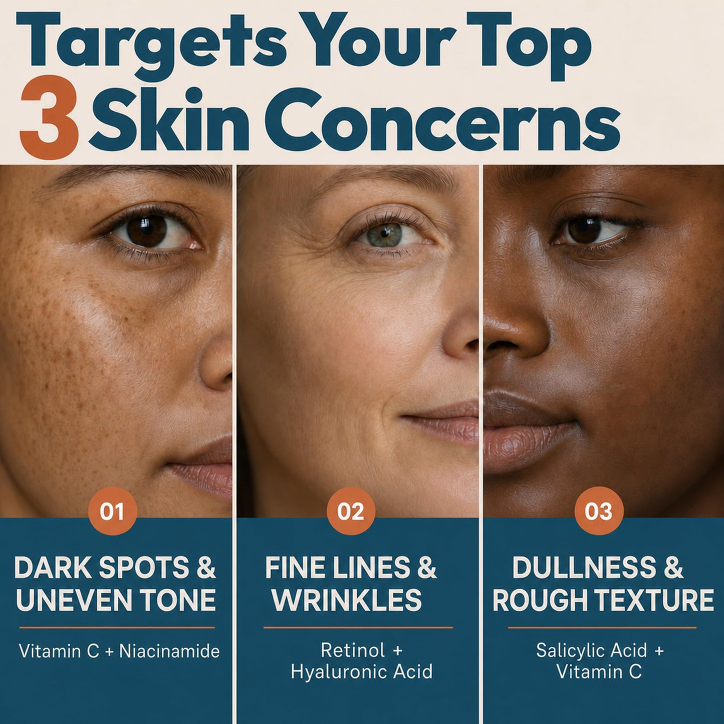 Eva Naturals Vitamin C Serum for Face - Anti Aging Dark Spot Remover & Corrector with Retinol, Hyaluronic Acid, Niacinamide & Salicylic Acid Beauty and Personal Care Eva Naturals