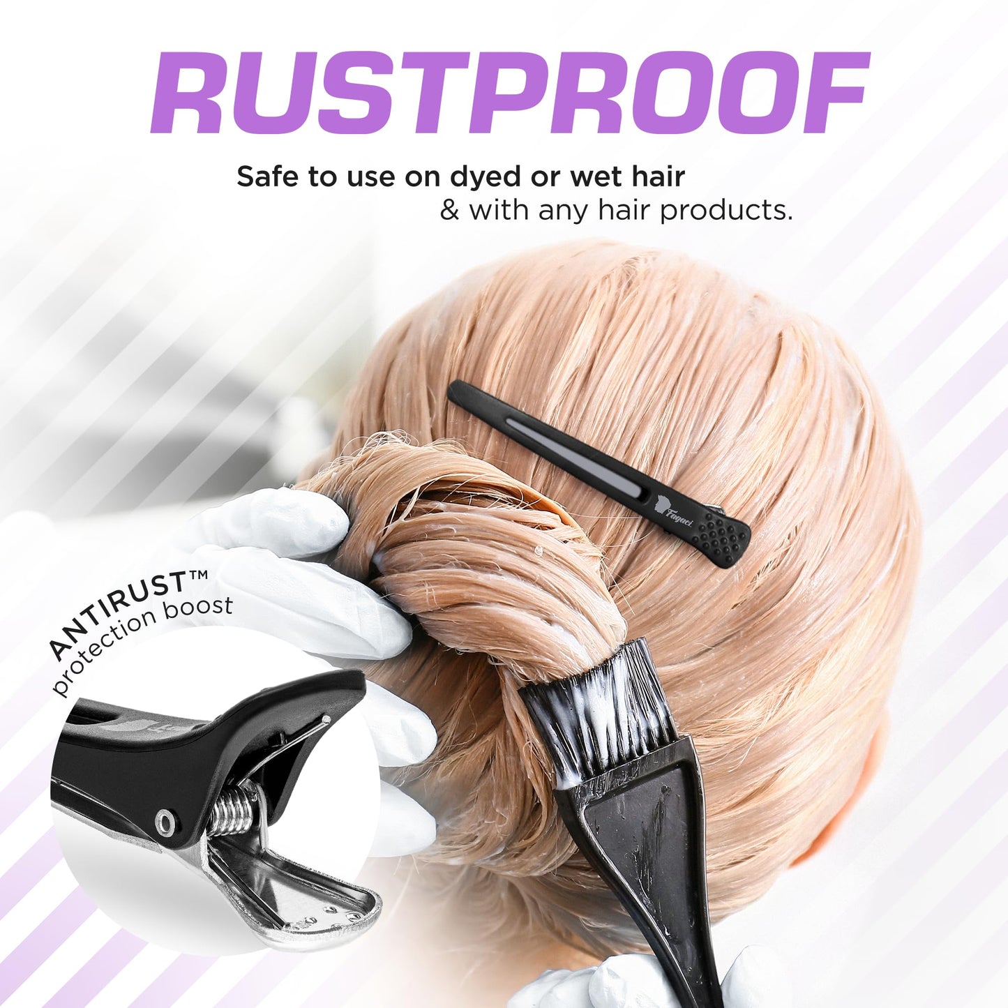 Fagaci Firm Grip Hair Clips with Silicone Band - Duckbill Sectioning and Styling Clips, Durable Alligator Clips for Women's Hair, Long Duck Billed