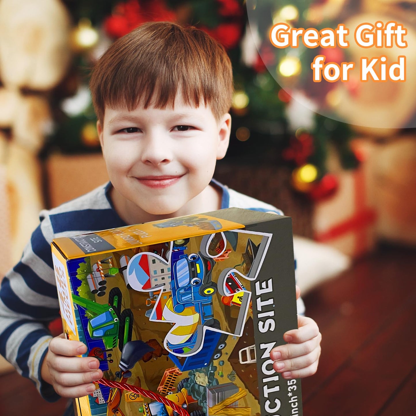 Jadeso 48-Piece Jumbo Floor Puzzle for Kids Ages 3-8 – Large Construction Site Jigsaw, Educational Preschool Learning Toy & Gift