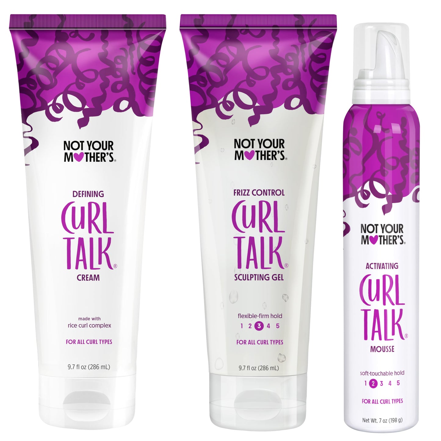 Not Your Mother's Curl Talk Kit, 9.7 fl.oz Defining Cream, 9.7 fl.oz Frizz Control Styling Gel & 7 oz Activating Mousse Beauty and Personal Care Not Your Mother's