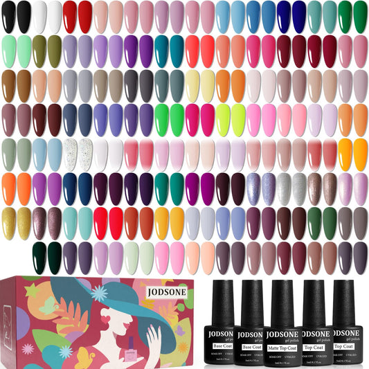 JODSONE 100 PCS (5 ml each) Gel Nail Polish Kit No Wipe Soak off Base Coat and Matte Glossy Top Coat Gel Polish Collections Gifts for Manicure Lovers Beauty and Personal Care JODSONE Default Title