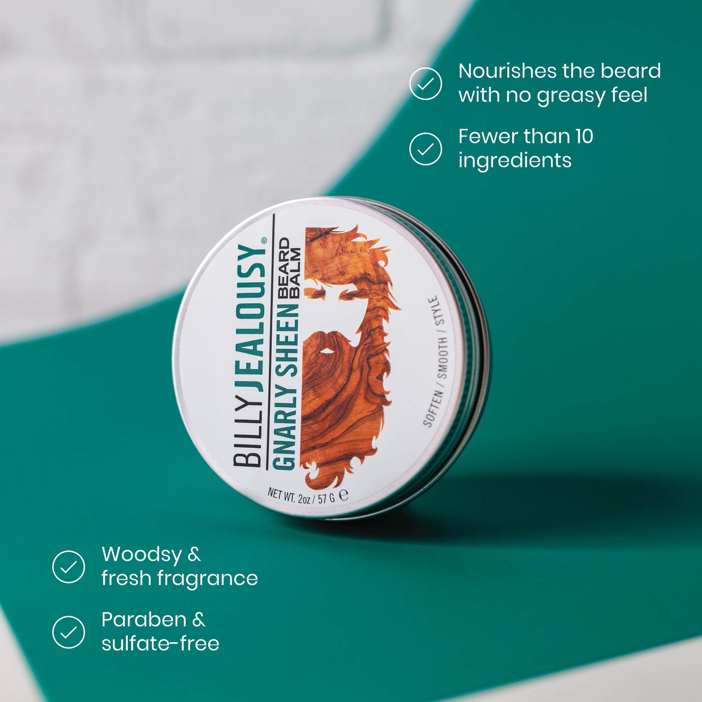 Billy Jealousy Beard Balm with Light Hold & Low Shine, Everyday Beard Styling Balm Loaded With Coconut, Shea & Sunflower Oils For Smooth & Nourished