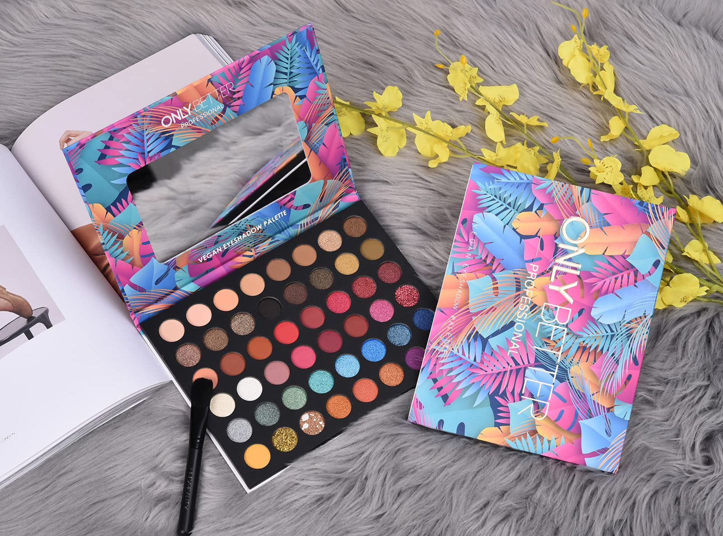 ONLYBETTER Eyeshadow Palette Glitter 48 Colors Bright Colorful Shimmer Eye Shadow Makeup Palette High Pigmented Metallic Color Eye Shadow Powder Easy