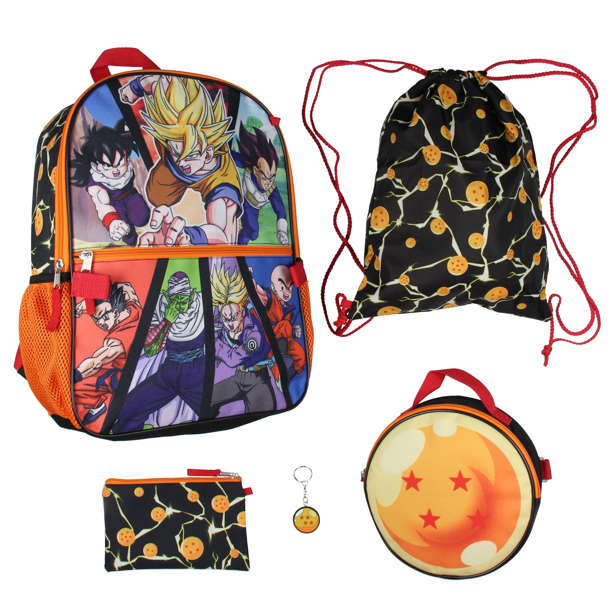 Bioworld Dragon Ball Z Backpack Lunch Box Drawstring Bag Keychain Penc ...