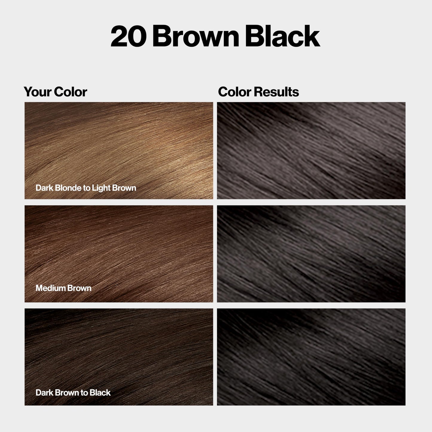 Revlon ColorSilk with Bond Repair Complex, Black Permanent Hair Color, 100% Gray Coverage, Ammonia Free Hair Dye, Vegan Keratin, 20 Brown Black (Pack
