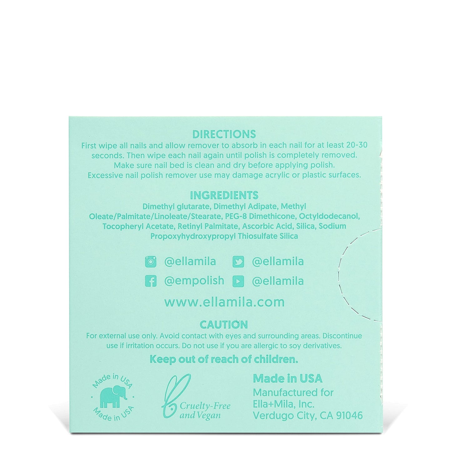 ella+mila Soy Nail Polish Remover Wipes - Non-Acetone, Non-Toxic Fingernail Polish Remover Pads - Travel Size, Individually Wrapped, Lint Free