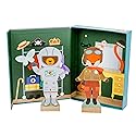 Petit Collage Magnetic Dress Up, Make-Believe Animal Costumes - Game Board with Mix and Match Pieces, Ideal for Ages 3+ - Includes 2 Dolls and 35…