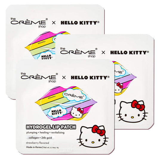 The Crème Shop x Hello Kitty Hydrogel Lip Patch | Strawberry Flavored, Collagen and 24k Gold, Remove Dead Skin, Moisturize lips, Pale Lip Treatment
