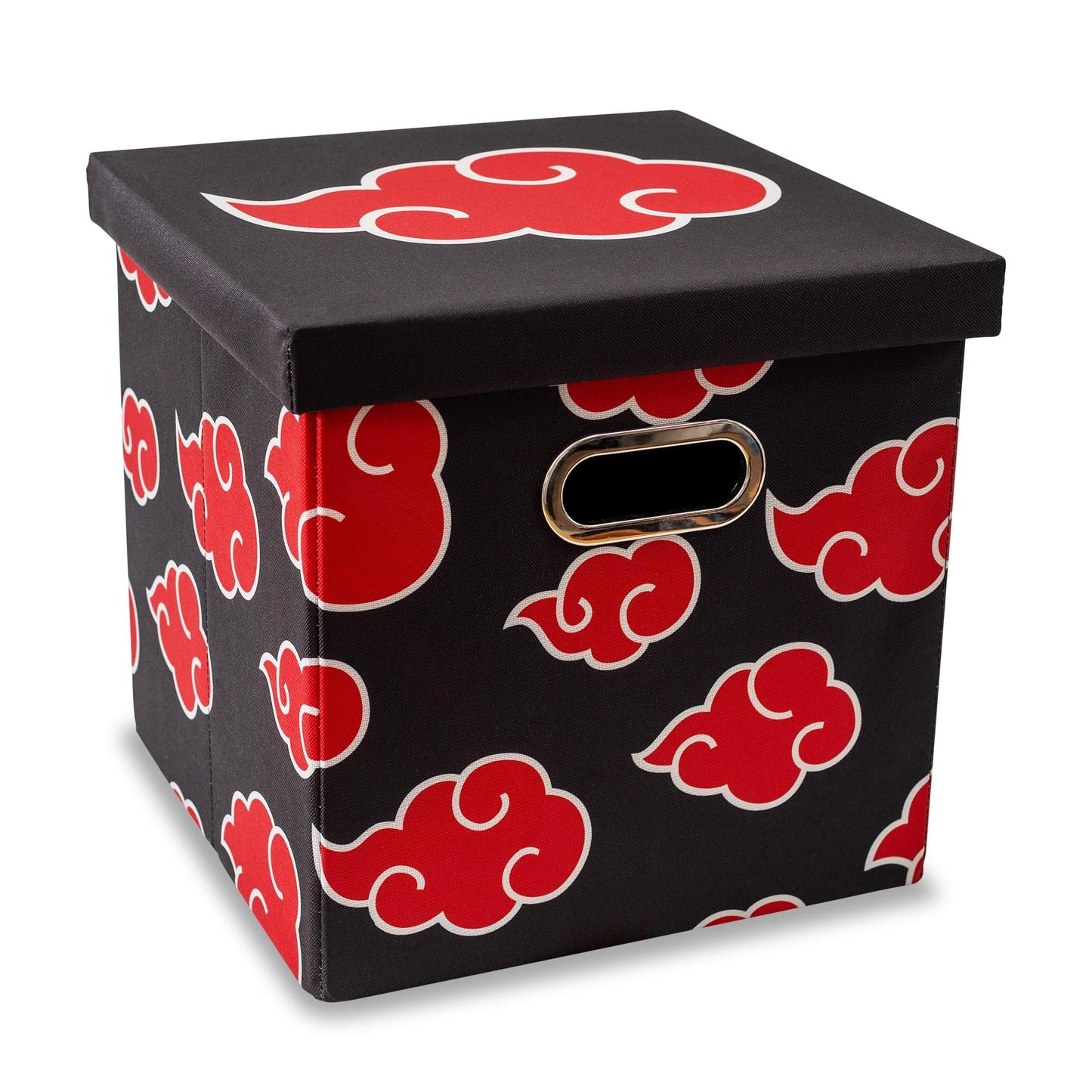 Naruto Shippuden Akatsuki 13-Inch Fabric Storage Bin With Handles and Lid | Cube Organizer For Cabinet, Closet