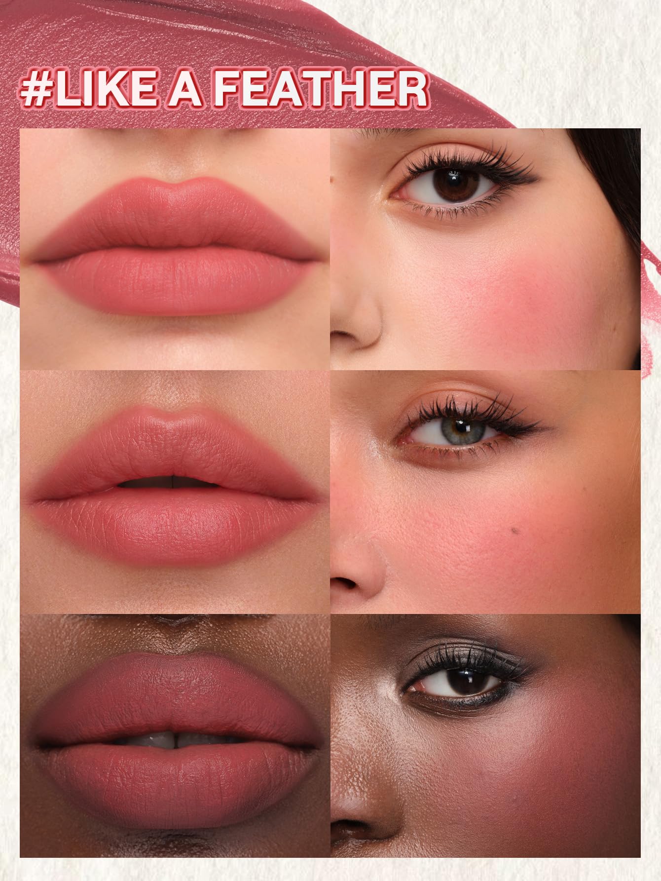 SHEGLAM Air Plush Lip & Cheek Cream Long-lasting Multi-Use Liquid Blush & Lip Stain-026 Like A Feather