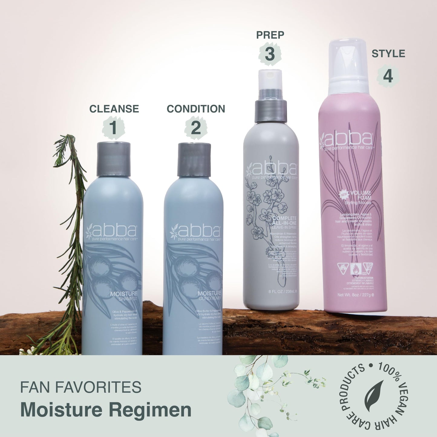 ABBA - Pure Moisture Shampoo & Conditioner Hydrating & Nourishing Value Duo Set - Olive Butter & Peppermint Oil, 32 fl oz Each