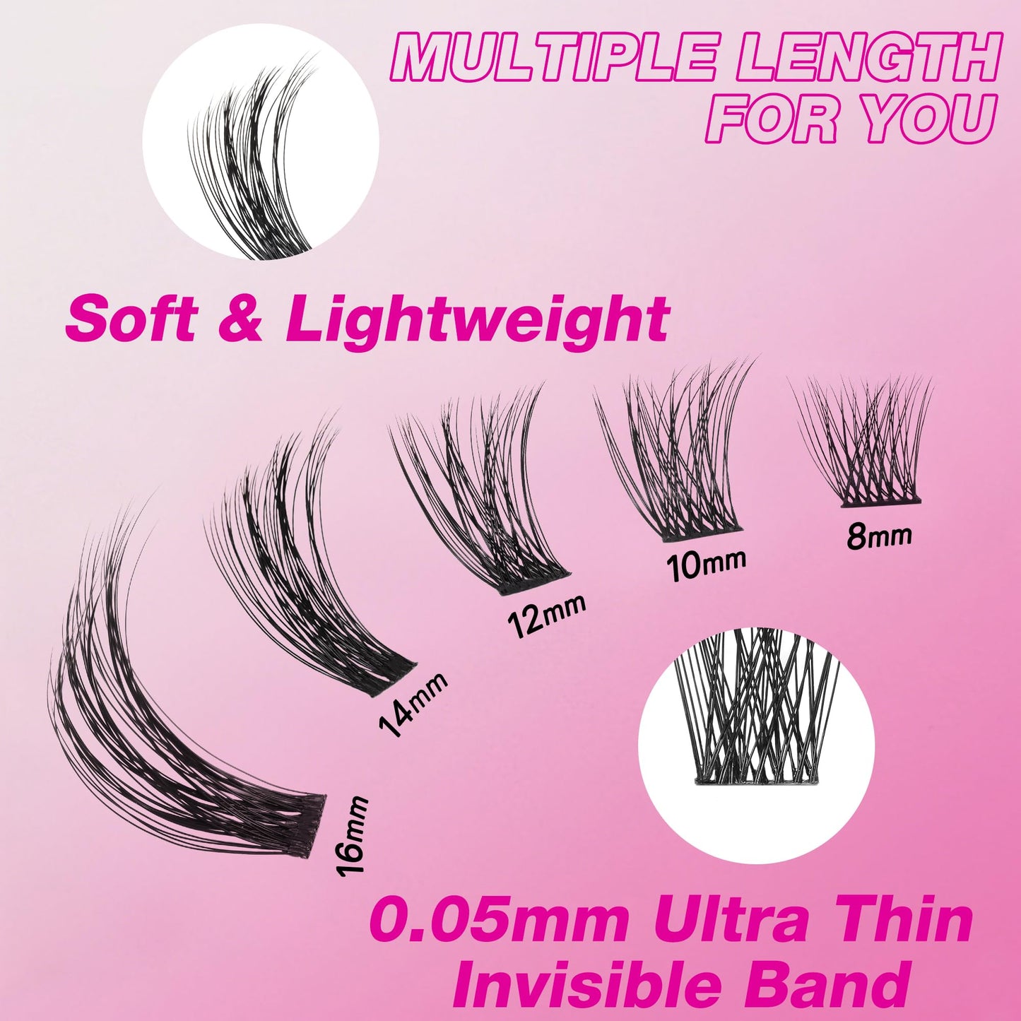 VEYESBEAUTY Lash Clusters Individual Eyelash Extensions Thin & Invisible Band DIY False Eyelashes for Self-application Newbie's Five-Second Series Beauty and Personal Care VEYESBEAUTY