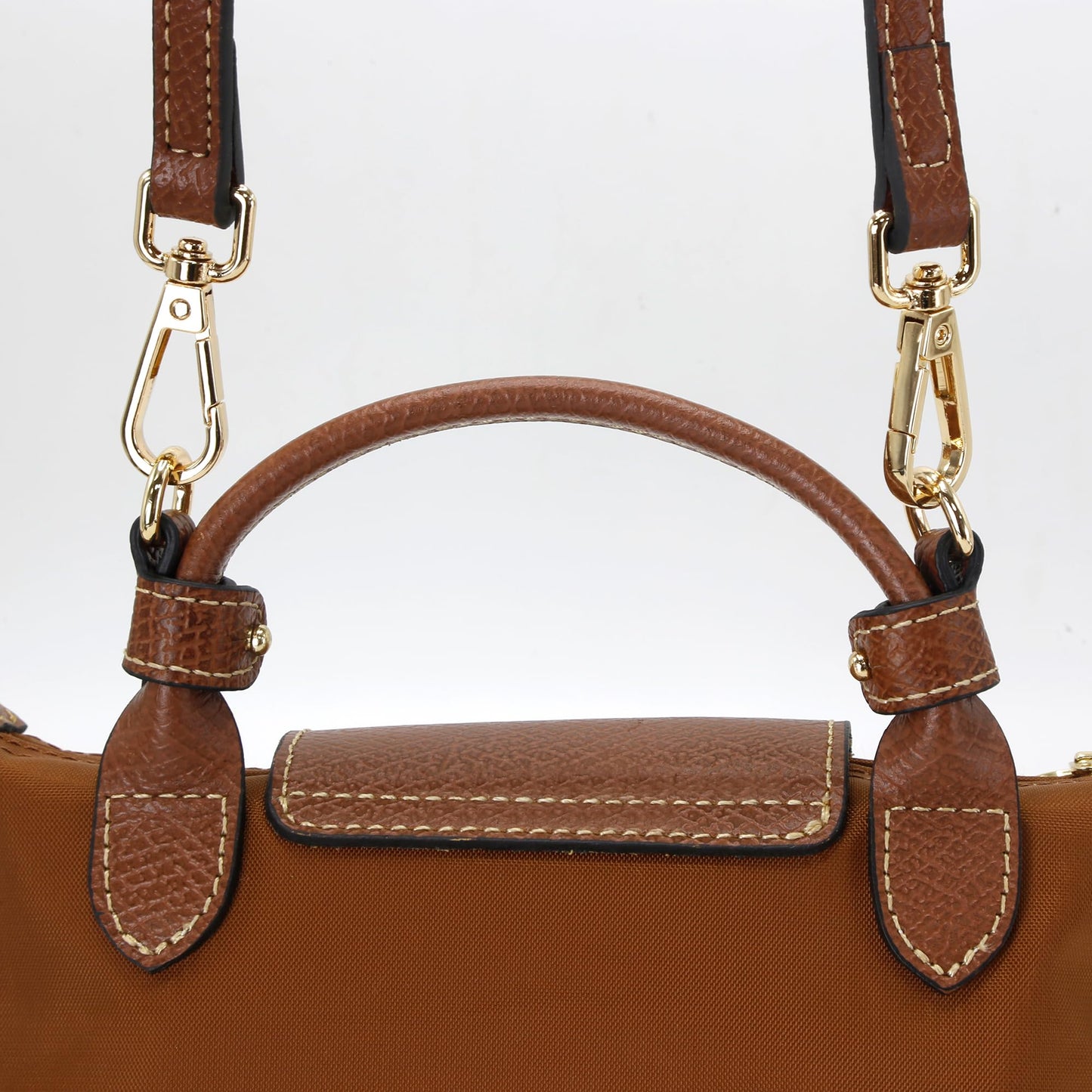 Mini Bags Leather Shoulder Strap Adjustable 94-114cm Bag Straps (brown&gold)